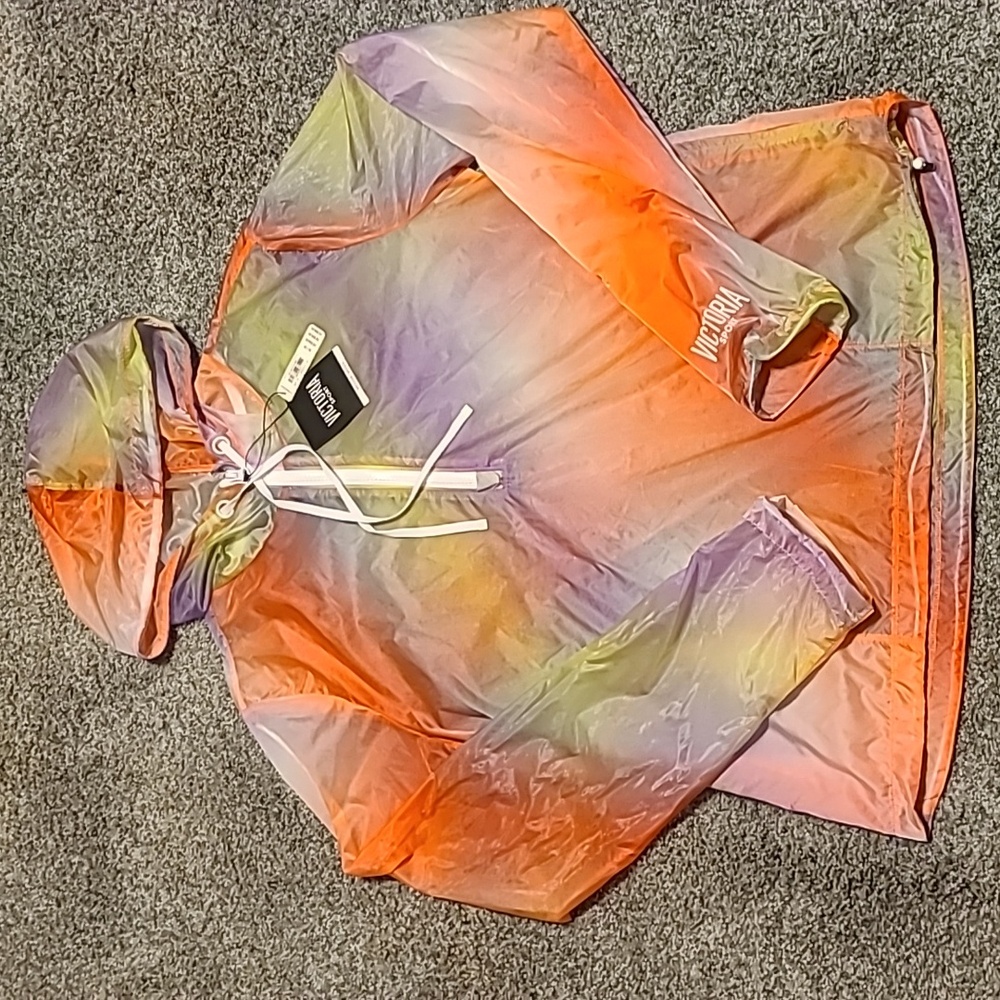 VICTORIAS SECRET SPORT rainbow Hooded Windbreaker